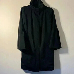 Elie Tahari Black Wool Blend Dress Coat Jacket with Hidden Hood Size Small 🦋